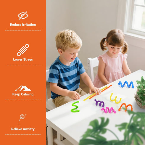 PIXLABBY 6PCS Fidget Toys Sensory Stick: Textured Sensory Toy Suitable for Children and Adults, Relieves Stress