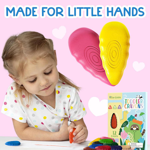 12 3-8 TinyGeeks Water Drop Crayons - Non Toxic Crayons for Toddlers - Washable, Easy To Hold - For Toddlers, Kids Ages