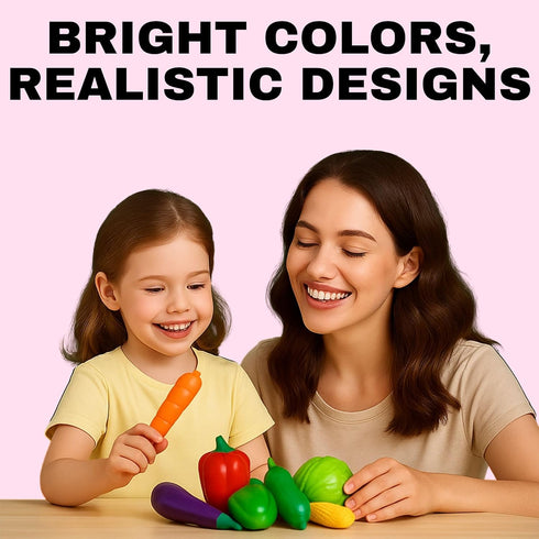 20 Playset Set Pieces Play Vegetables - Life-Sized Toy Food for Kids Kitchen, Healthy Farmer's Market Grocery Pretend
