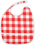IHCVHQX 1 Pack Baby Feeding Bibs for Boys Girls Red Checkerboard Button Newborn Infant Bibs Teething Bib