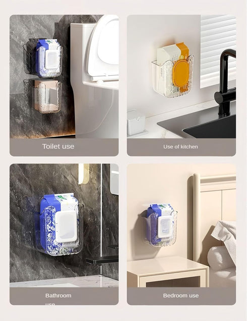 SQDWYGUO 2 Pcs Bathroom Toilet Wall-Mounted Wet Wipes Dispenser Kitchen Wipes Wall Mount Storage Box (Light Gray)