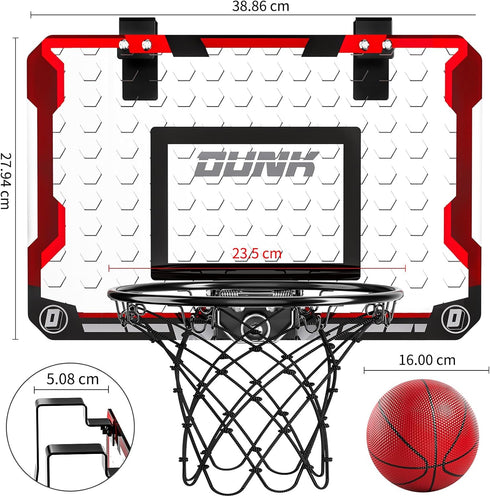 TEMI Indoor Basketball Hoop for Kids - Mini Basketball Hoop with 4 Balls, Toys for Ages 3-12