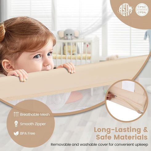 59-in (1 Pack, HONEY JOY Bed Rail for Toddlers, Extra Long, Portable Safety Bed Guardrail w/Double Safety Child Lock