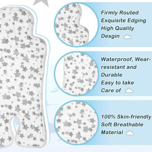 Pinkunn Gel Car Seat Cooler Pad - Breathable Ice Cooling Pad for Summer Chair, Stroller, Baby Dining Chair (Gray Star)