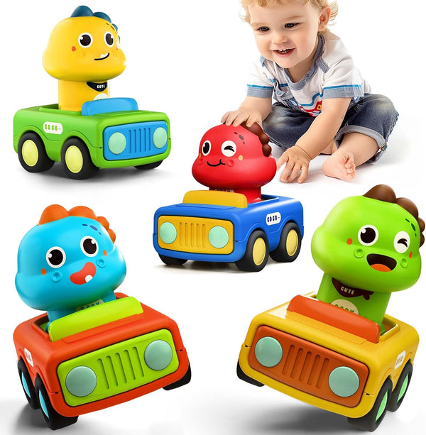 iPlay, iLearn Press Go Car Toys for Toddlers 1-3, Baby Animal Race