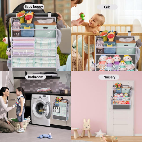 90+Diaper WishJazz XL Hanging Diaper Caddy Organizer for Changing Table, Crib, Playard, Wall & Door, Reinforced Diaper