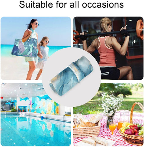 Haskirky 2 Watercolor Marble Blue Pcs Cloth Diaper Wet Dry Bags,Waterproof and Washable Bag for Travel Reusable Wet Bag