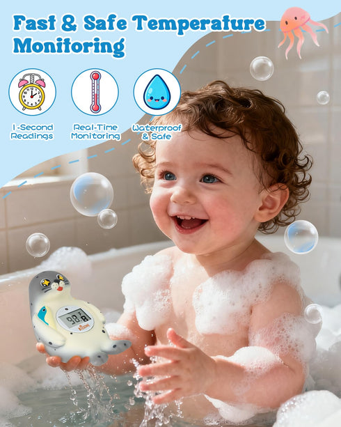 Baby Bath Thermometer Digital for Water Temperature Fast & Accurate F/C Reading, Waterproof Floating Safety Thermometer