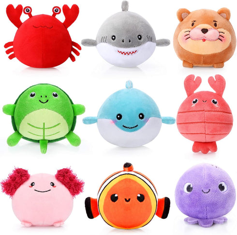 9 Pcs Mini Sealife Stuffed Animals 3.15 Inch Stuffed Shark Turtle Ocean