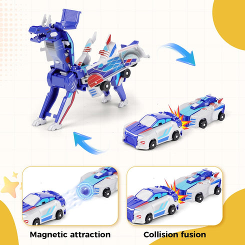dahom Toy,2 Collision Transforming Dinosaur Car Magnetic Cars Transform into Dinosaur Toys for Kids,Boys,Girl,Toddler
