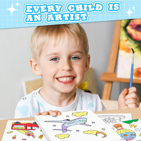 SOCOLER 1-3, 4-8 Paint with Water Coloring Books for Toddlers, Traffic Theme Mess Free Watercolor Painting Papers