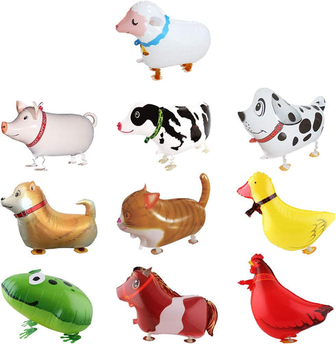 SOTOGO 10 Pieces Walking Animal Balloons, Pet Balloons for Kids Birthday Party Decor