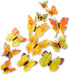 Mixed 12PCS 3D Pink Butterfly Wall Stickers Decor Art Decorations (Yellow)