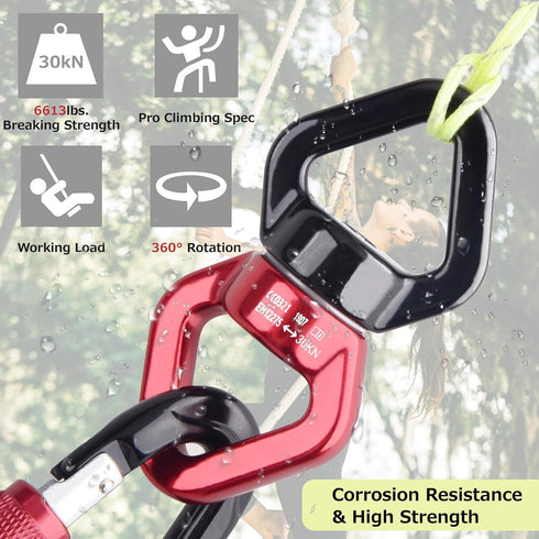 Azarxis 30KN Tree Swing Swivel Spinner - Safest Rotational Climbing Rope Device for Children’s Web Tree Swing Setting