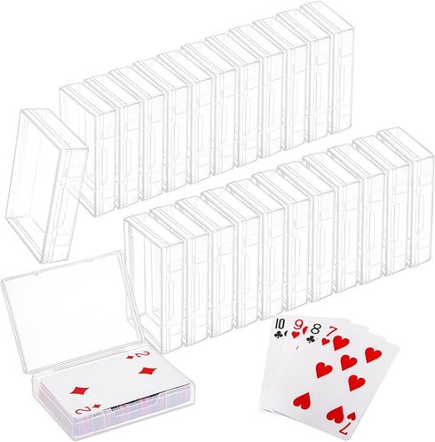 Tebery 24 Pack Blank Playing Card Case Clear Card Deck Box Snaps Closed for Game Card Storage Organizer