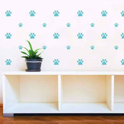 49 Pieces/Set Dog Paws Wall Decals, Vinyl Pawprints Sticker Animal Footprint Wall Art for Kids Nursery Decor