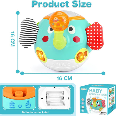 6-12 Crawling Toys - Baby Toys Months, Elephant Musical Toy with Lights & Sounds, Interactive Learning Baby Crawling
