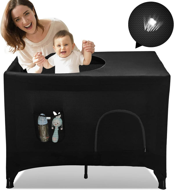 Pack N Play Blackout Cover, Hiaksedt Crib Canopy Cover for Pack and