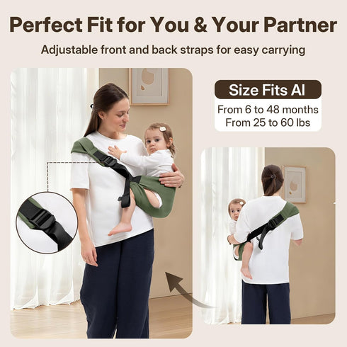 25-60 lbs,Comfortable&Lightweight Toddler Carrier for Baby Sling Carrier,Adjustable with Left/Right Shoulder Straps,One