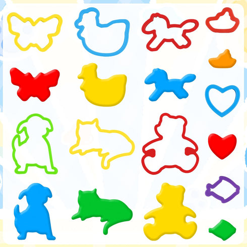Set 32 Dough Play Tools for Kids, PCS Dough Accessories with Animal Molds and Shaped Cutters, Plastic Cutters Toys