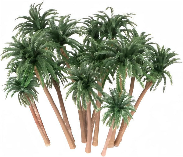 Ymeibe 15-Pack Miniature Palm Trees | 4-6.3 Tropical Coconut Model Trees with Flexible