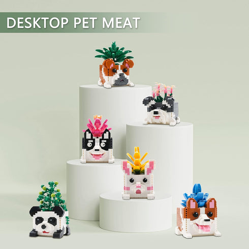 Succulent Flowers Building Blocks Set for Adults, Botanical Collection of Animal Bonsai Kits, Creative Presents for