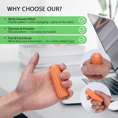 1PC (30C) Little Ouchies Fidget Keychain for Adults,Spiky Grippie Stim Toy | Pain Relief & Anxiety Stress Relief
