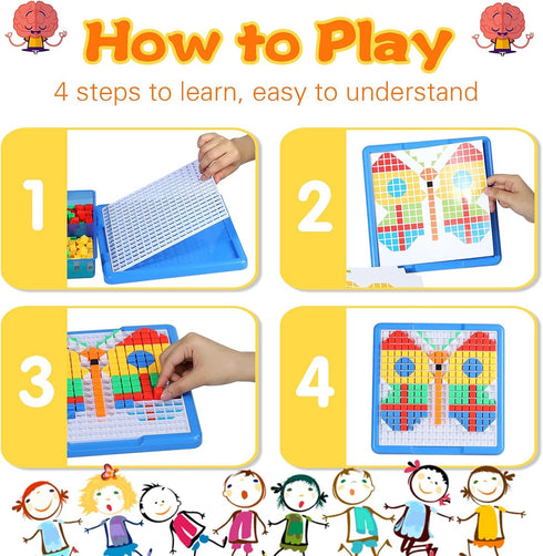 ZOZOPLAY Puzzle,490Pcs 6 3+ Kids Mosaic Building Blocks,Educational Kit with Assembly Drawing,STEM Toys for Year