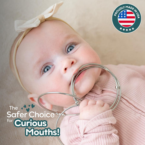 Jangles - Made in USA Stainless Steel Baby Rattle, Teether, Teething Bracelet & Fidget Toy Heirloom Quality, Safe