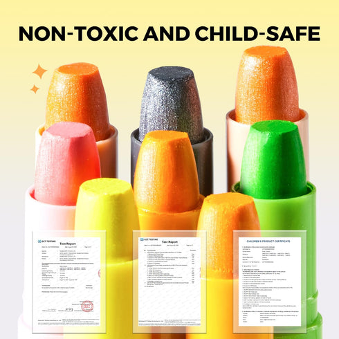 1-3, 12 Jar Melo Glitter Crayons for Toddlers Non-Toxic Washable Crayons for Kids, Ultra-Silky and Twist, Ideal