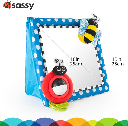 Sassy Tummy Time Floor Mirror, Developmental Baby Toy, Newborn Essential, Great Shower Gift, 0+ months by Sassy