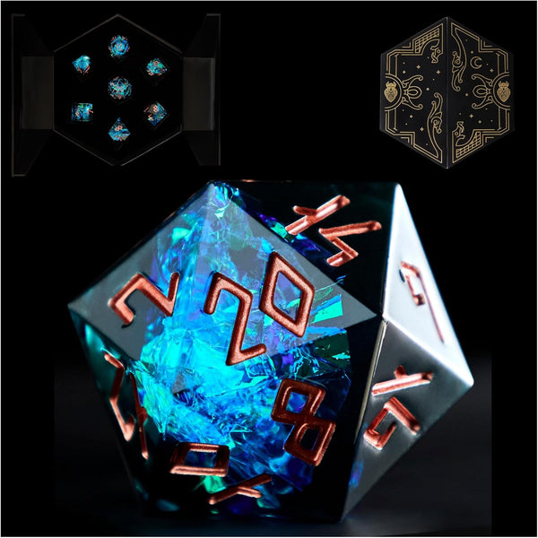 Sharp Edge DND Dice with Glowing LED Display Box - Premium Polyhedral