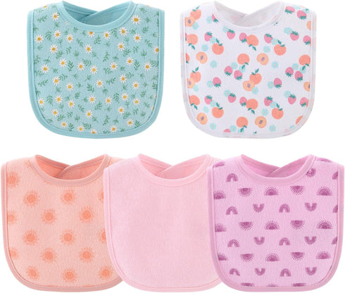 The Peanutshell Baby Girl Bibs Set, Terry Cloth, Feeding, Drooling, Teething Essentials, 10 Pack, Pastel Pink