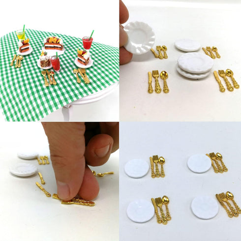 Cayway Miniature Kitchen Accessories Miniature Cookware Accessories Mini Food Accessory Mini Pot Dish Knife Fork