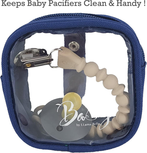 5 Set, Piece Diaper Bag Organizer Pouch Clear with Straps and Pacifier Case - Navy