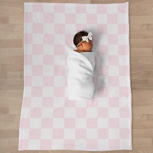 Selgkds 60x80inch Pink and White Checkered Baby Blankets for Girls Boys Gingham Plaid Checkerboard Infant Toddler