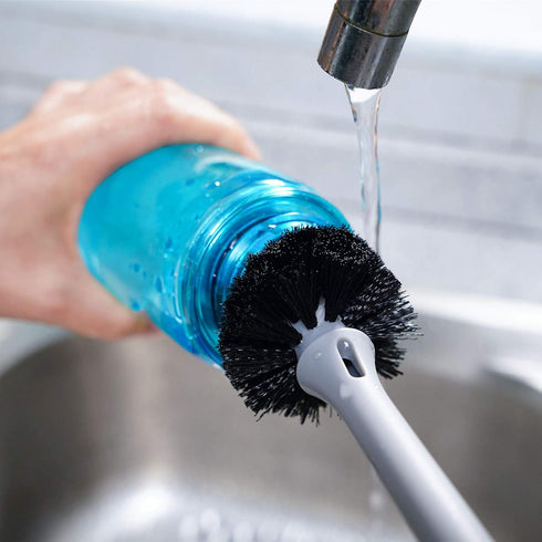 2-in-1 1 Pack MOSOLAN Bottle Brush with Straw Brush, Long Handle Water Bottle Scrubbing Brush, Built for Cleaning Sport