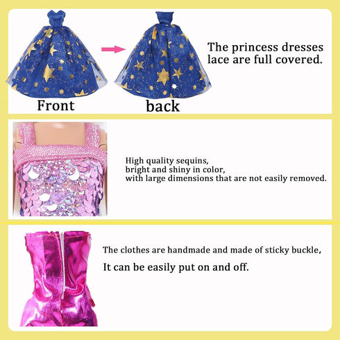 60pcs Doll Clothes & Accessories, Fashion Dress, Wedding Gowns, Daily Outfits & Dollhouse Accessories for 11.5 Inch