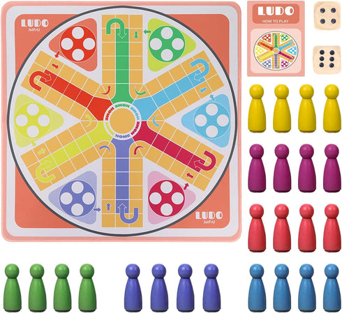20 Inches Ludo Board Game for 2-6 Players, Ludo & Parcheesi, Family Gathering & Party Night (Instruction Included)
