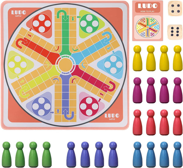 20 Inches Ludo Board Game for 2-6 Players, Ludo & Parcheesi, Family Gathering & Party Night (Instruction Included)