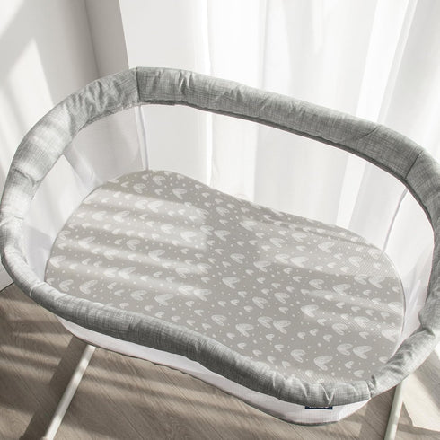 Bassinet Sheets Universal Fit for Oval, Hourglass, Rectangle Bassinet Mattress, 2 Pack 100% Cotton Fitted Sheets