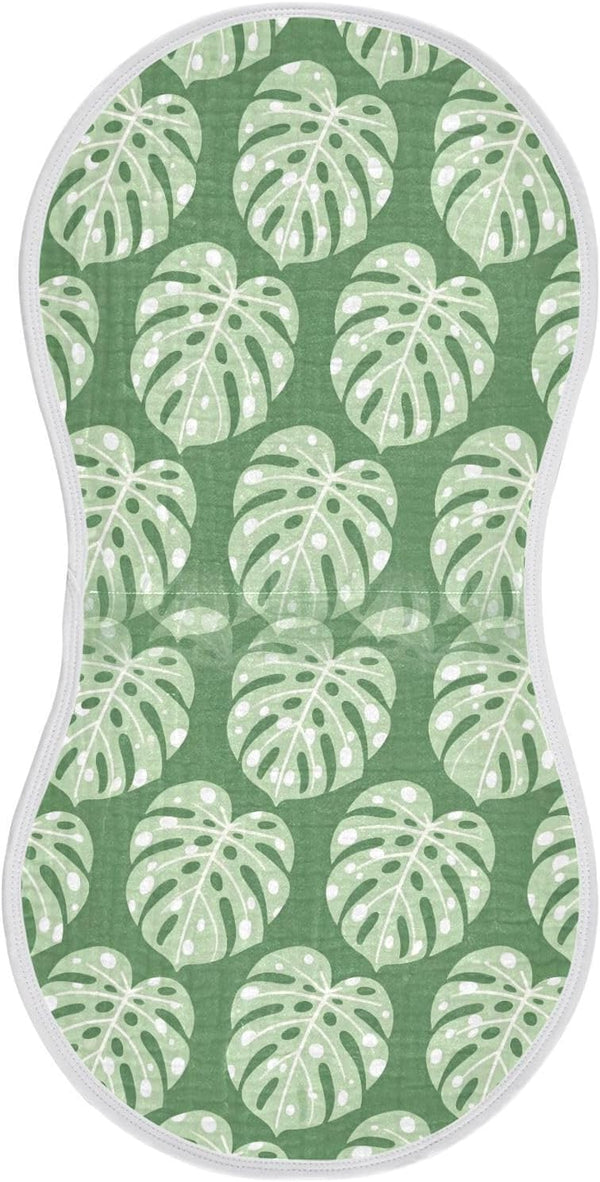 GOODOLD Green Monstera Leaves Muslin Baby Burp Cloths - Super Absorbent and Soft