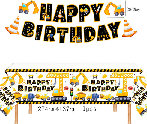 BEOXAGAR 2 2nd Construction Birthday Party Supplies for Year Old Boy, Birthday Decorations For Boys, include- Backdrop