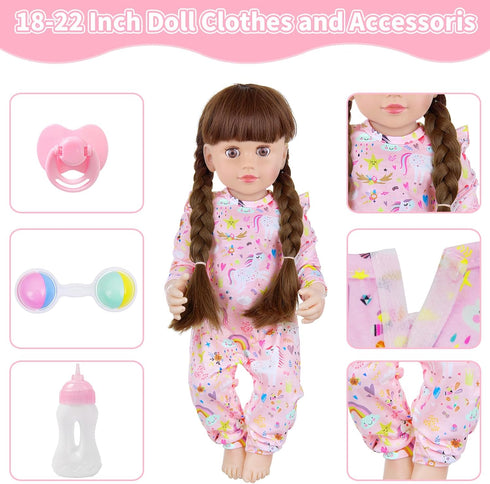 18INDC 5 16-22 Inch Backpack Set 17-18 Inch Pcs Doll Carrier and Accessories for Baby, Carrier With Stuff for Dolls