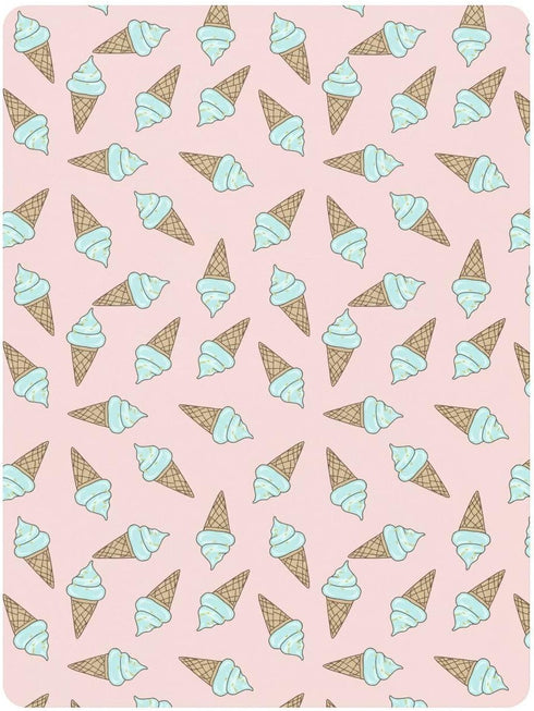 Jynexis 52x28 Ice Cream Pink Print Baby Crib Sheets, Cotton Fitted Crib Sheet, Soft Breathable, Fits Standard Toddler