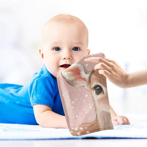 YETTASBIN 4 3 Pack Cute Deer Muslin Baby Hand Washcloths, Soft Cotton Bath Face Towel, Layers Extra Absorbent Feeding