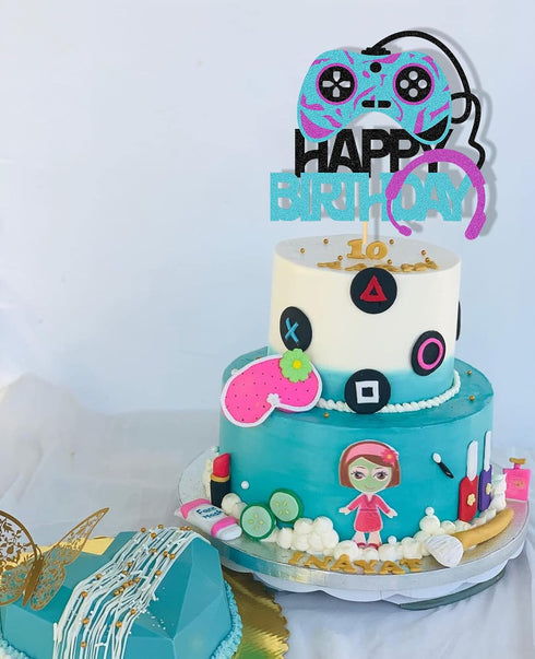 Video Games Level Up Happy Birthday Cake Toppers, Gamers Birthday Party Favors for Video Game