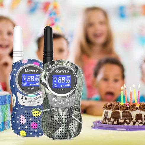 QNIGLO Kids Camping Walkie Talkies, Rechargeable Camo for Outdoor Adventure Game, Hiking, Army Police Toys for Ages 3-12
