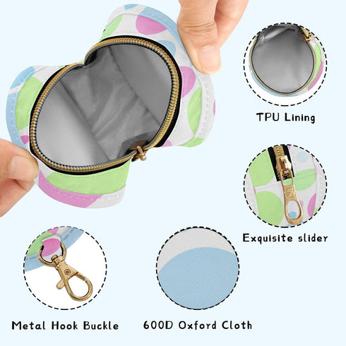 Dots Pattern Round Pacifier Storage Case with Zipper, Portable Pacifier Case for Travel, Diaper Bag & Purse, Pacifier
