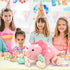 17.6in Mommy 3 Pink Dinosaur Toys for Girls, Dinosaur Stuffed Animal with Baby Dino Plush(Triceratops, Stegosaurus